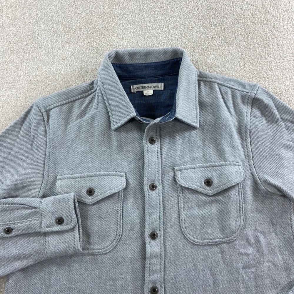 Outerknown Blanket Shirt Men Small Gray Organic Cotton Heavyweight Twill Flannel